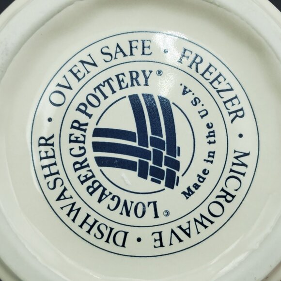 Longaberger Woven Traditions Classic Blue Butter Tub Lid Round Lidded Dish Bowl - Picture 5 of 7